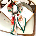 horse retro long thin scarf belt headband green colorful