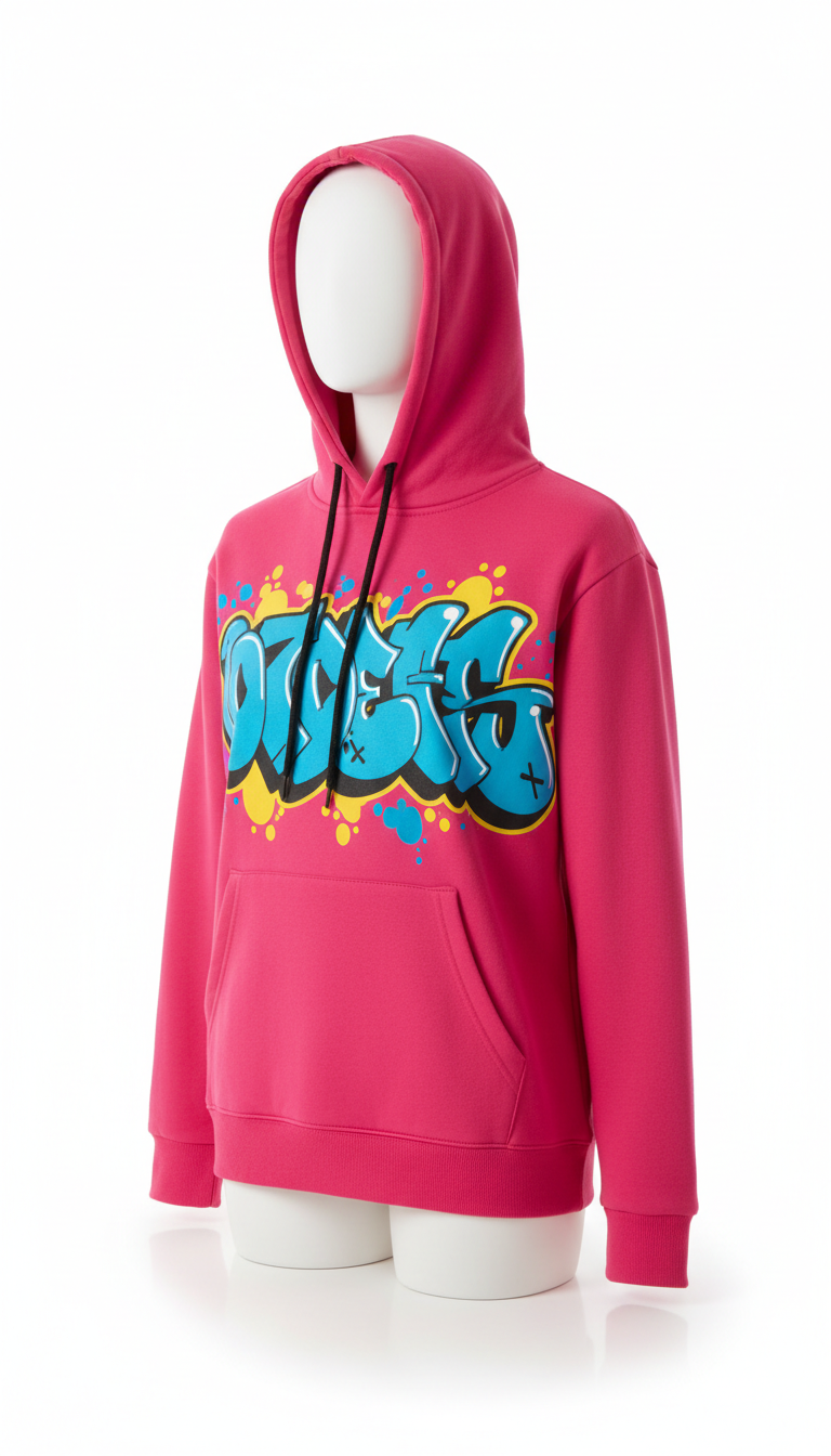 Oversized Neon Graffiti Hoodie